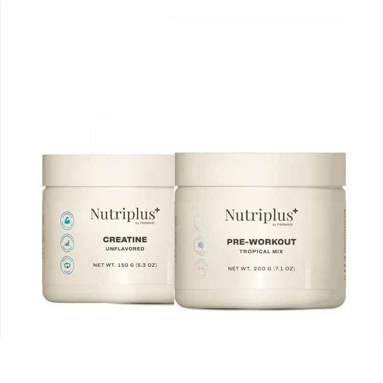 image of Nutriplus Kreatin monohydrát s vitaminem B6, 153 g + Nutriplus Pre-workout, 200 g